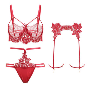 Seductive Lace Hollow Out Lingerie Set