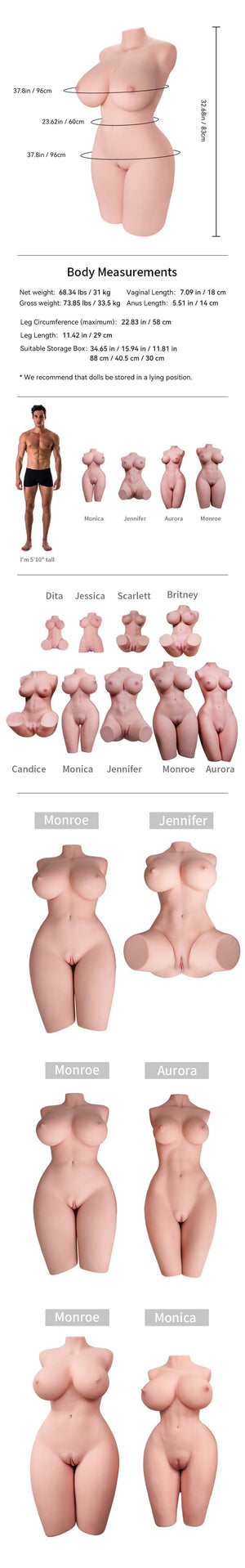 Monroe Fair: Tantaly Sex Doll Torso (Versandbereit Nordamerika) NOCH FÜNF ÜBRIG