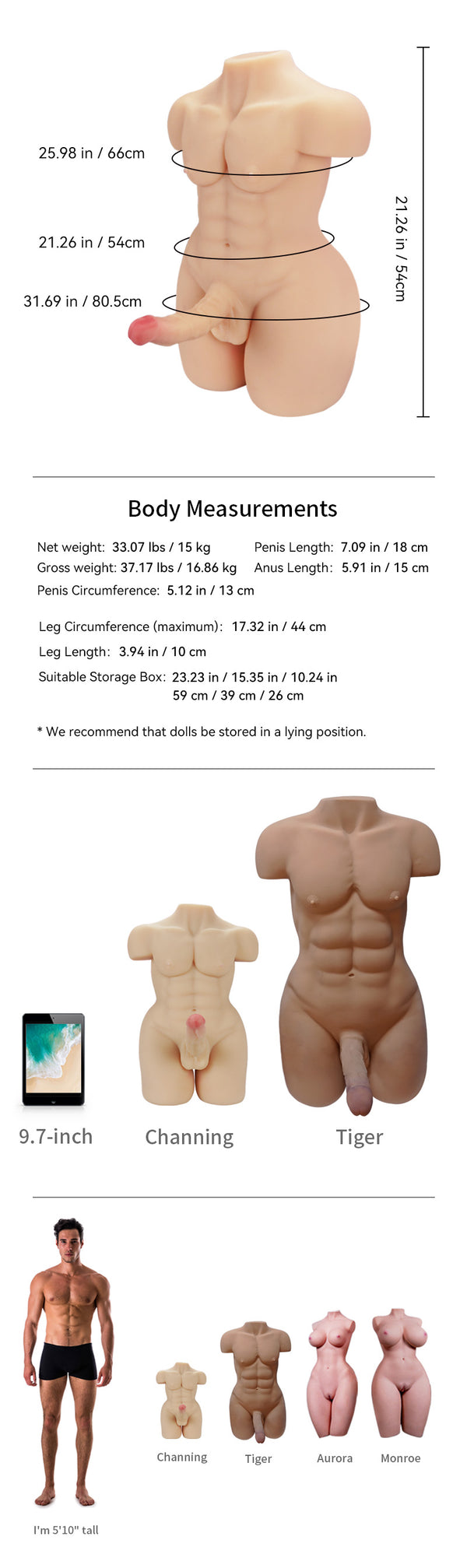 Channing: Tantaly Male Sex Doll Torso (Arrive 5-7days)